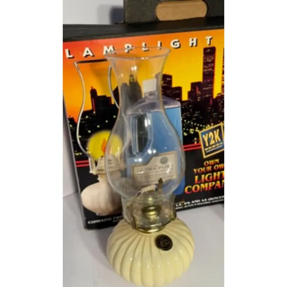 Y2K Ultra-Pure Pumpkin Oil Lamps Lanterns Set of 2 w/ Original Box Fall Decor
